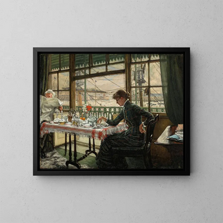 Camera con vista sul porto - James Tissot — quadro incorniciato alla parete