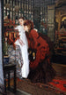 Giovane donna che guarda oggetti giapponesi - James Tissot — vista dell’opera