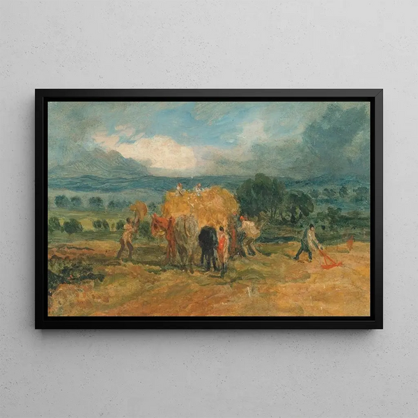 Scena di raccolta con operai che caricano fieno su un carro - James Ward — quadro incorniciato alla parete