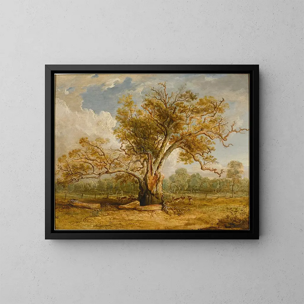 Un quercia nel parco di Richmond con un branco di cervi accanto a sé - James Ward — quadro incorniciato alla parete