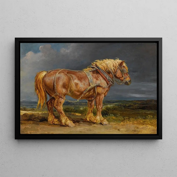 Cheshunt, il cavallo da tiro Shire, elefante in un paesaggio ampio - James Ward — quadro incorniciato alla parete