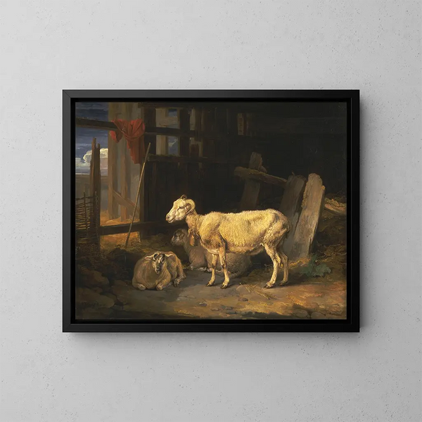 Pecore e agnelli nella brughiera - James Ward — quadro incorniciato alla parete