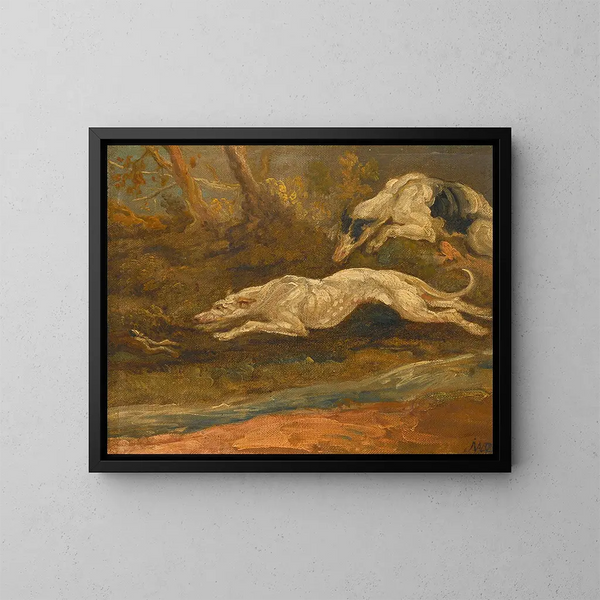 L'evasione di due levrier che inseguono un lepre - James Ward — quadro incorniciato alla parete