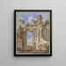 Nelle rovine dell'architettura romana, le tre Parche erigono un leone in marmo - Jan Baptist Weenix — quadro incorniciato alla parete