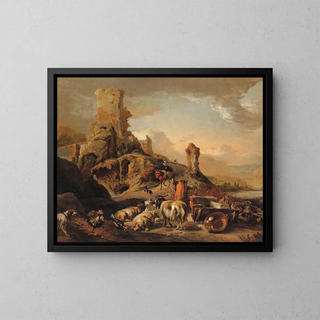 Jan Baptist Weenix - Shepherdess And Her Flock On A Path.webp