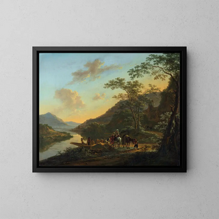 Paesaggio italiano con traghetto - Jan Both — quadro incorniciato alla parete
