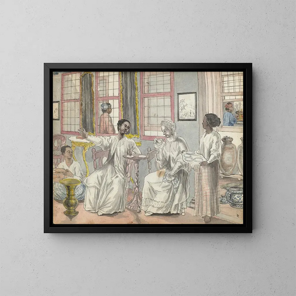 La visite dans une maison européenne à Batavia - Jan Brandes — quadro incorniciato alla parete