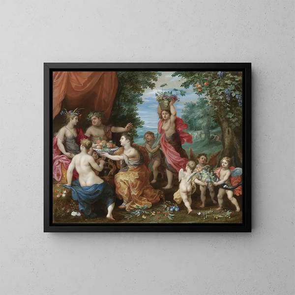 Un banchetto con Ceres, Bacco e Venere - Jan Brueghel il Giovane — quadro incorniciato alla parete