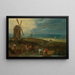 Paesaggio esteso con viaggiatori davanti a un mulino a vento - Jan Brueghel il Giovane — quadro incorniciato alla parete