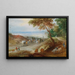 Paesaggio ondulato esteso con viaggiatori su un sentiero e bestiame in primo piano - Jan Brueghel il Giovane — quadro incorniciato alla parete
