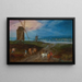 Un paesaggio esteso con viaggiatori davanti a un mulino a vento - Jan Brueghel il Giovane — quadro incorniciato alla parete