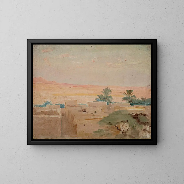 Serata nel deserto di Biskra - Jan Cybis — quadro incorniciato alla parete