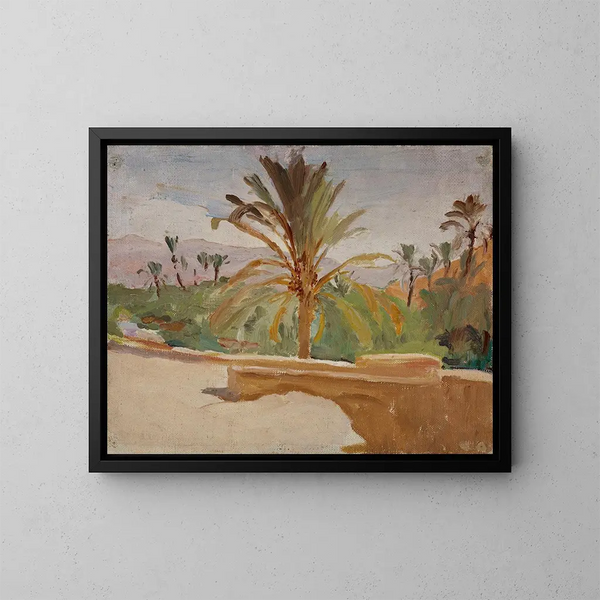 Oasis di Biskra con palme - Jan Cybis — quadro incorniciato alla parete