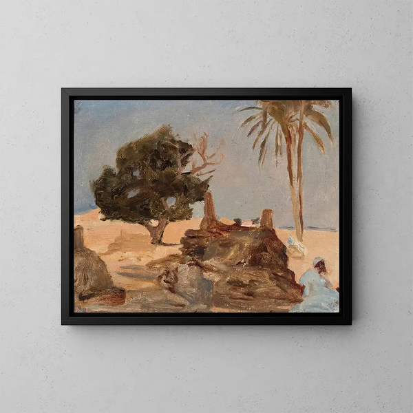 Cimitero vicino alle piramidi durante il viaggio in Egitto - Jan Cybis — quadro incorniciato alla parete