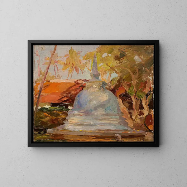 Tempio buddhista dello Ceylan durante il viaggio in India - Jan Cybis — quadro incorniciato alla parete