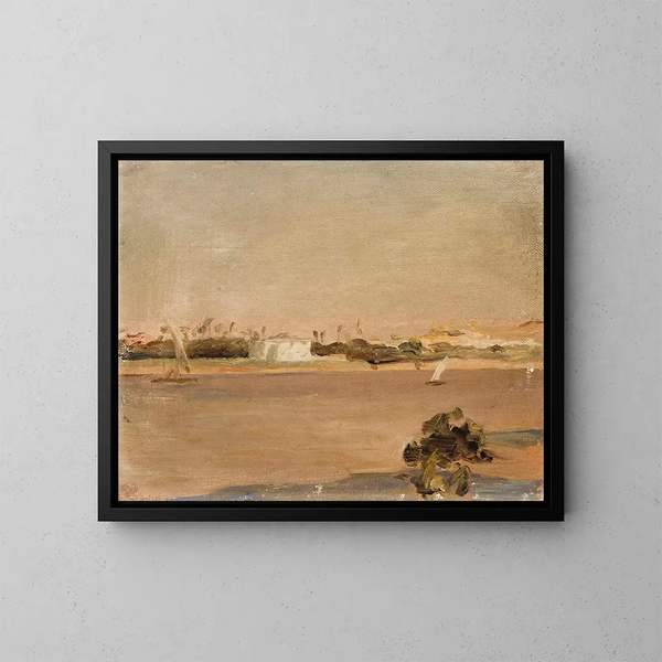 Colori dell'Egitto: Il Nilo, dal viaggio in Egitto - Jan Cybis — quadro incorniciato alla parete
