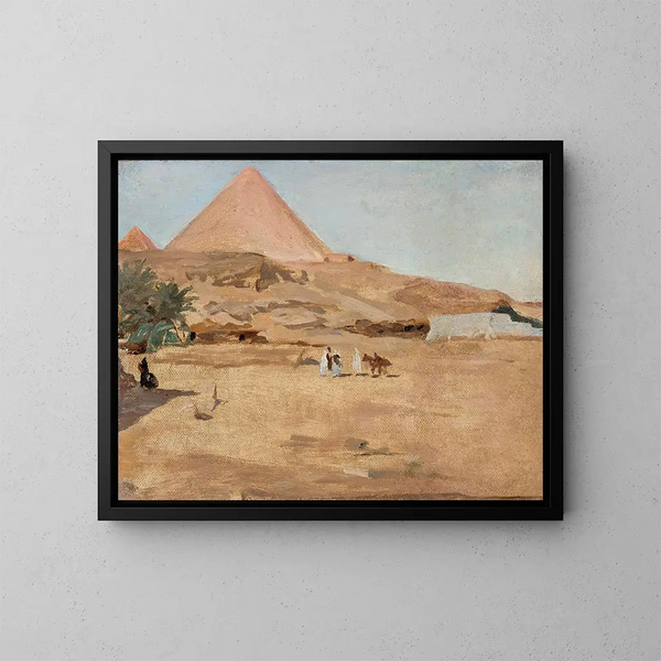Motivo del deserto e delle piramidi del viaggio in Egitto - Jan Cybis — quadro incorniciato alla parete