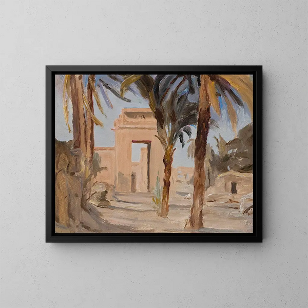 Entrée del tempio di Karnak durante il viaggio in Egitto - Jan Cybis — quadro incorniciato alla parete