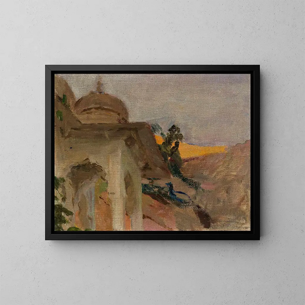 Nu di Jaipur con un pavone, del viaggio in India - Jan Cybis — quadro incorniciato alla parete