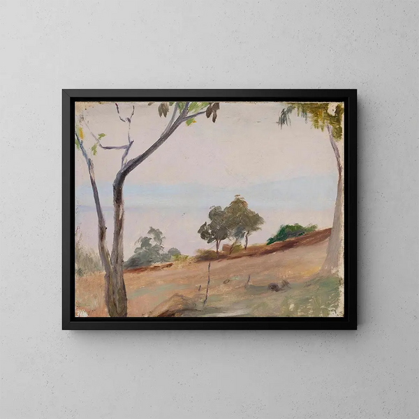 Paesaggio con alberi del viaggio a Costantinopoli - Jan Cybis — quadro incorniciato alla parete