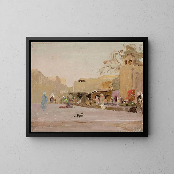 Mercato a Bukhara, dal viaggio in Turkestan - Jan Cybis — quadro incorniciato alla parete