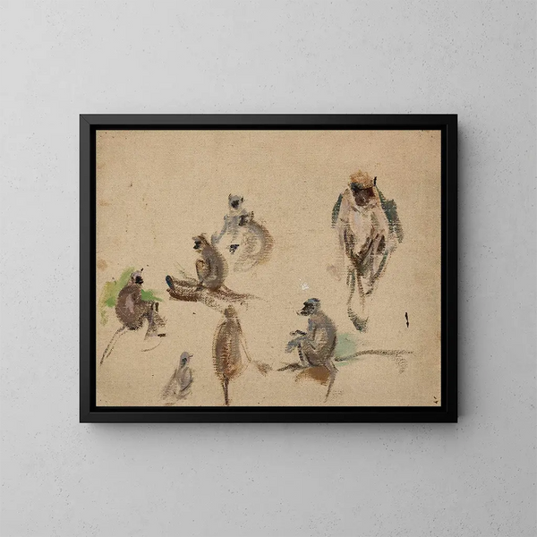 Singes del viaggio in India - Jan Cybis — quadro incorniciato alla parete