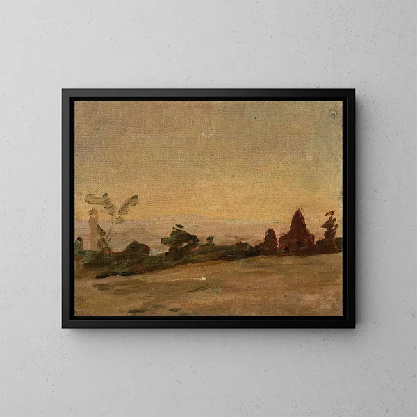 Paesaggio notturno lontano in India - Jan Cybis — quadro incorniciato alla parete