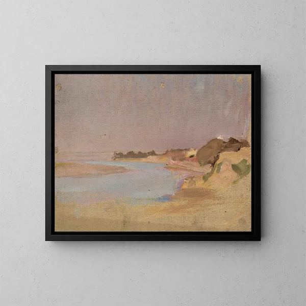Paesaggio fluviale del viaggio in India - Jan Cybis — quadro incorniciato alla parete