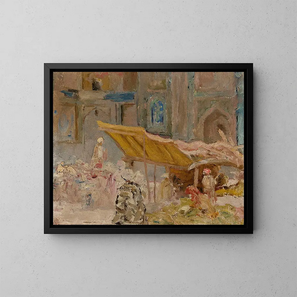 Mercato della frutta di Samarcanda, viaggio in Turkestan - Jan Cybis — quadro incorniciato alla parete