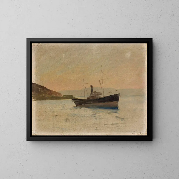 Nave sul Mar Nero durante il viaggio verso Costantinopoli - Jan Cybis — quadro incorniciato alla parete