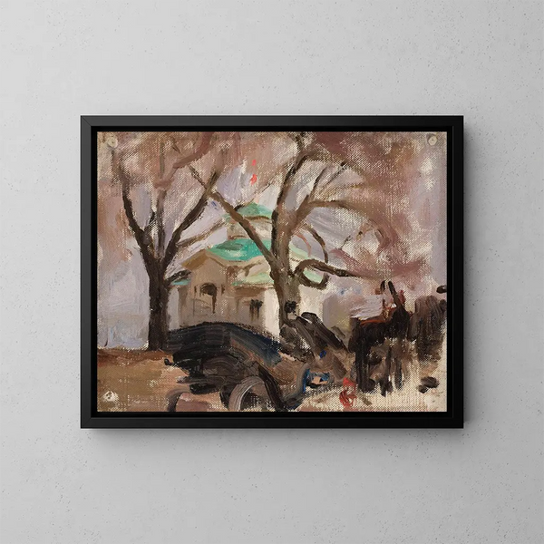 Primavera sull'isola Yelaguine a San Pietroburgo - Jan Cybis — quadro incorniciato alla parete