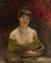 Studio di un modello femminile in drappeggio verde - Jan Cybis — vista dell’opera