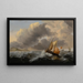 Navi in un mare tempestoso con una costa di dune oltre - Jan Claesz Rietschoof — quadro incorniciato alla parete