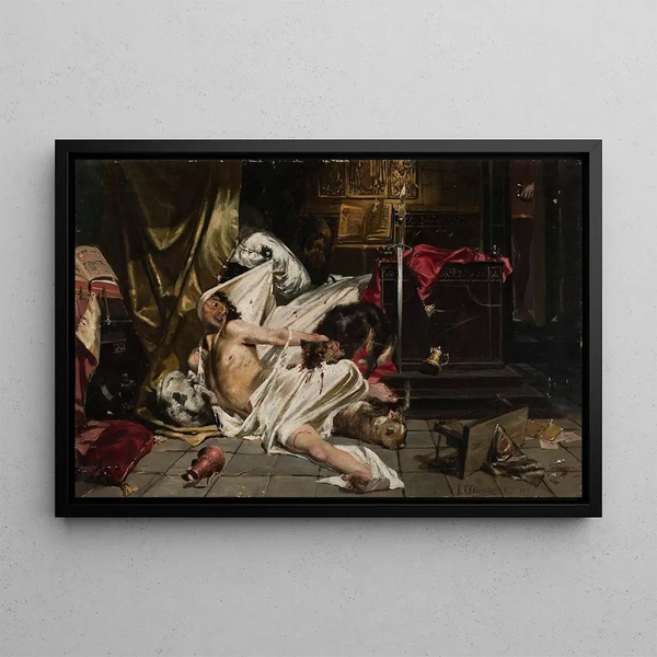 Jan Czesaw Moniuszko - Man fighting with wolves.webp