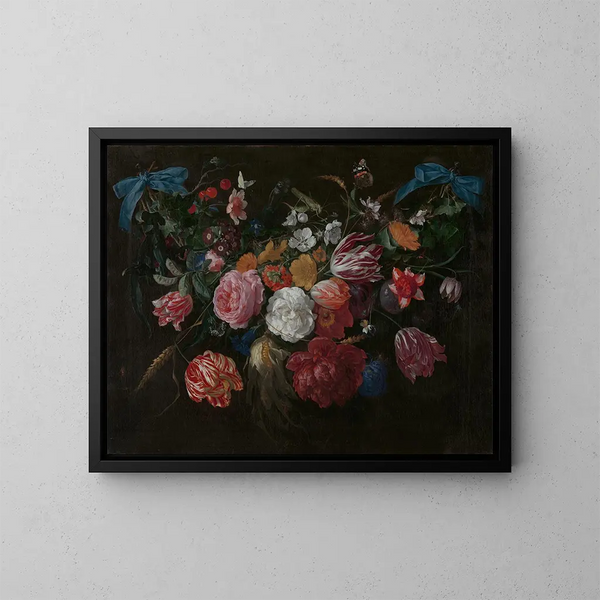Fiori e insetti - Jan Davidsz de Heem — quadro incorniciato alla parete