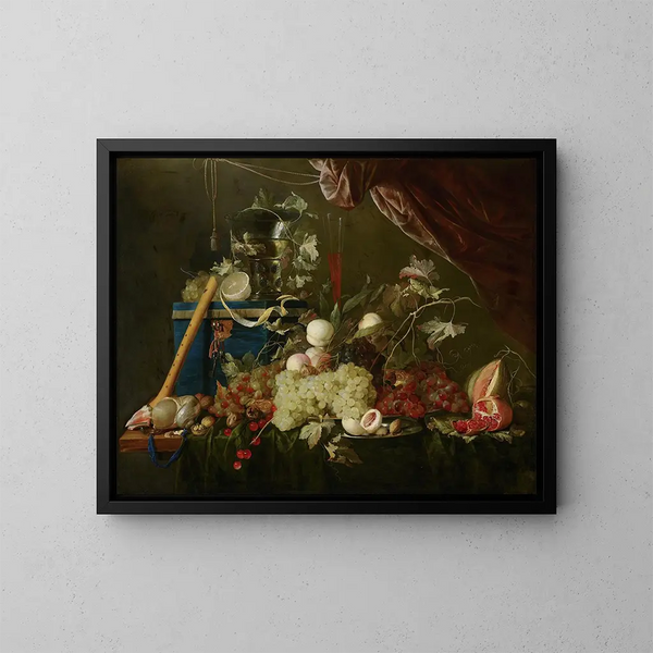 Natura morta suntuosa con scatola dei gioielli - Jan Davidsz de Heem — quadro incorniciato alla parete