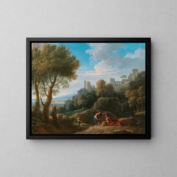 Un paesaggio di campagna - Jan Frans van Bloemen — quadro incorniciato alla parete
