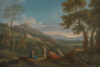 Jan Frans Van Bloemen - A Classical Landscape With Peasants In The Foreground.webp