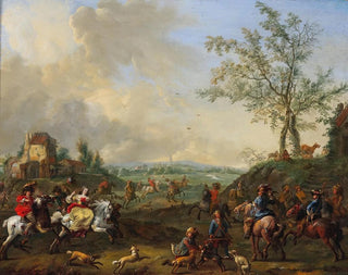 Jan Frans van Bredael - Elegant riders in a hunting scene with falcons.webp
