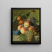 Natura morta di pesche, uva e prugne su un bordo di pietra con un uccello e una farfalla - Jan Frans van Dael — quadro incorniciato alla parete
