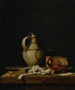 Una natura morta con una brocca in terracotta, un bicchiere di birra, carte da gioco e accessori per fumatori - Jan Fris — vista dell’opera