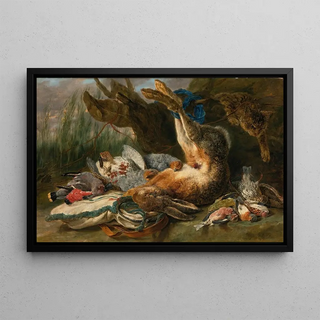 Jan Fyt - Gamepiece With A Hare And Various Wild Birds A Cat Approaching From The Right.webp