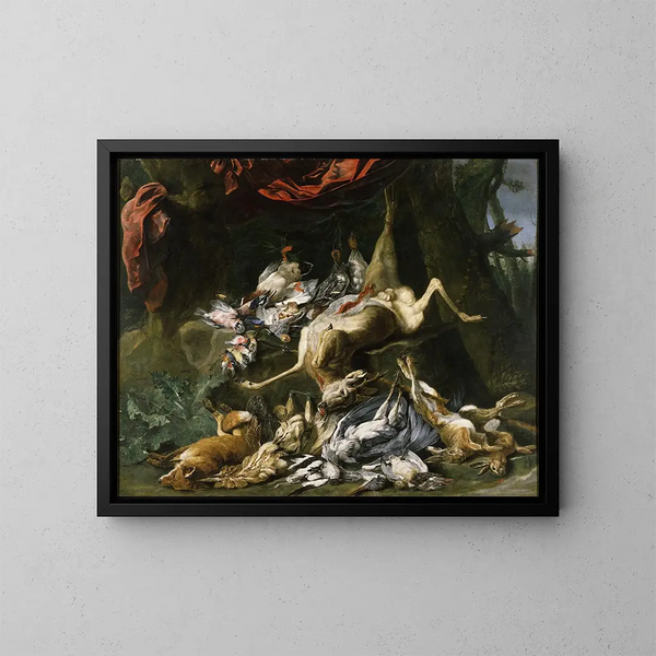 Natura morta di selvaggina abbondante - Jan Fyt — quadro incorniciato alla parete