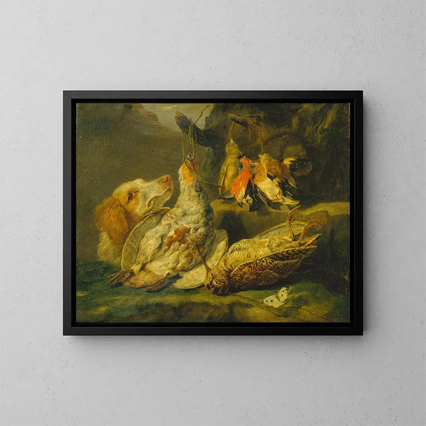 Nature morte con cane da caccia e pollame morto - Jan Fyt — quadro incorniciato alla parete