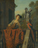 Una figura elegante che suona la chitarra su una balaustra con un ara - Jan Josef Horemans l'Ancien — vista dell’opera