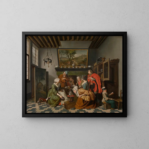 L'ora del tè - Jan Josef Horemans il Giovane — quadro incorniciato alla parete