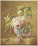 Un bouquet di fiori in un vaso blu con tre farfalle davanti a destra un lumaca - Jan Matthias Kok — vista dell’opera
