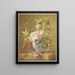 Un bouquet di fiori in un vaso blu con tre farfalle davanti a destra un lumaca - Jan Matthias Kok — quadro incorniciato alla parete