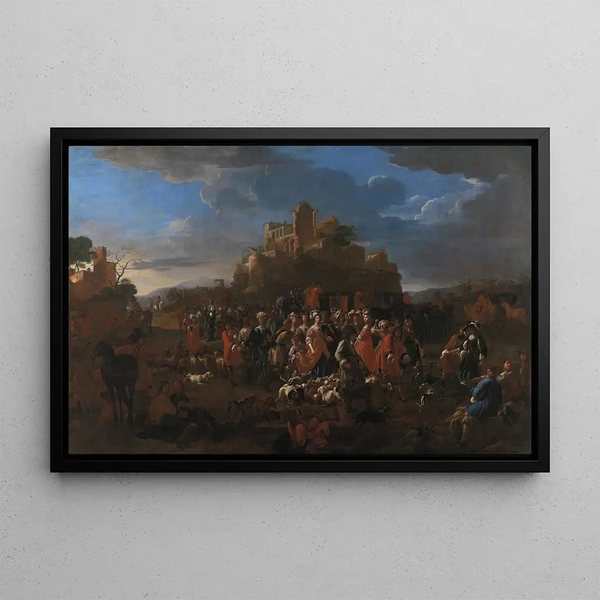 La Cour avec la Cour royale di Carlo Emanuele II e Francesca d'Orléans - Jan Miel — quadro incorniciato alla parete