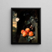 Nature morte con albicocche e farfalle - Jan Mortel — quadro incorniciato alla parete